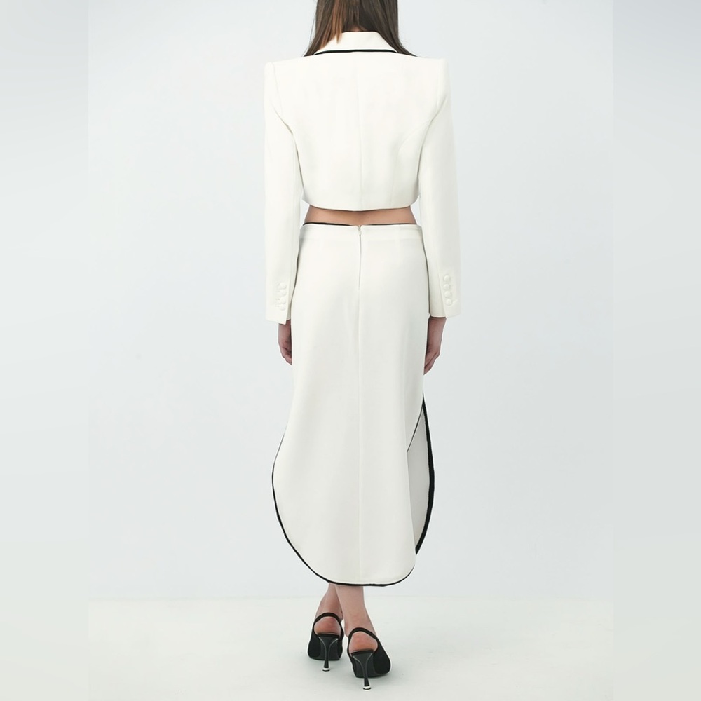 BRAND NEW Nevro Polaris White and Black Trim Midi Skirt in Size XS/36 - Picture 5 of 9